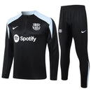 Conjunto Agasalho Treino Barcelona 24/25 - Preto e Branco