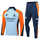 Conjunto Agasalho Treino Real Madrid 24/25 - Branco e Laranja