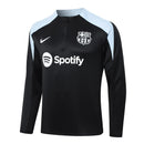 Conjunto Agasalho Treino Barcelona 24/25 - Preto e Branco