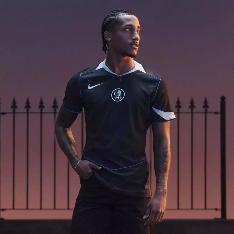 Camisa Chelsea Third 2025/2026 Nike Total 90 Preta Torcedor Masculina